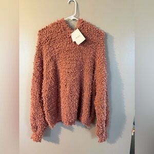 Miracle Hooded Dusty Rose Popcorn Knit Sweater M/L NWT Cozy Boutique